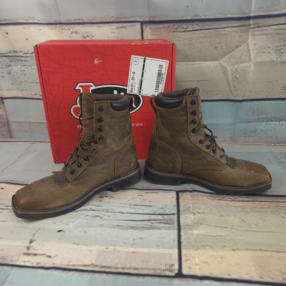Justin Original Workboots 10 D Pulley 8 In Electrical Hazard Steel Toe Work main image 12